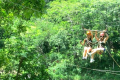 My sister and I ziplining